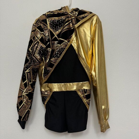 Foil Hip-Hop Gold and Black You’re An Allstar Dance Costume Size ISC (7/8) - Picture 4 of 10